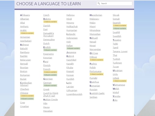 Choose a language to learn