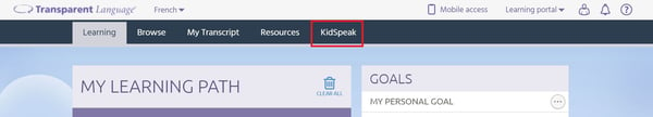 KidSpeak tab